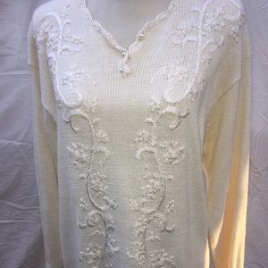 Silky Embroidered Tunic Sweater